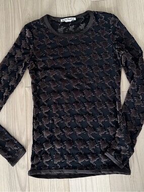 Acne Studios Brown and Black Patterned Velvet Long Sleeve Top